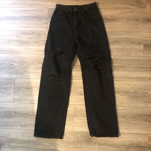 womens black destroyed ripped jeans wide leg boyfriend jeans size medium 6